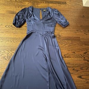 Navy blue dress in satin size small - worn once